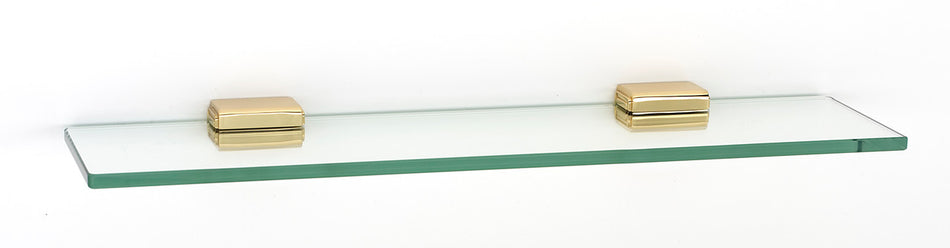 Alno A6550-18-PB/NL: 18" Cube Glass Shelf w/Brackets ,Unlacquered Brass