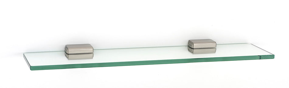 Alno A6550-18-SN: 18" Cube Glass Shelf w/Brackets - Satin Nickel