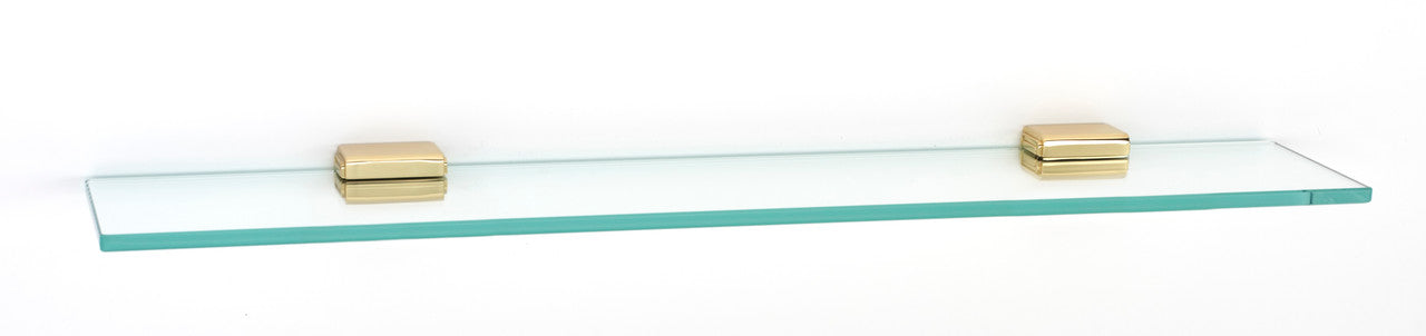 Alno A6550-24-PB: 24" Cube Glass Shelf w/Brackets - Polished Brass