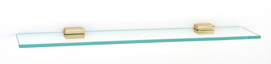Alno A6550-24-PB: 24" Cube Glass Shelf w/Brackets - Polished Brass