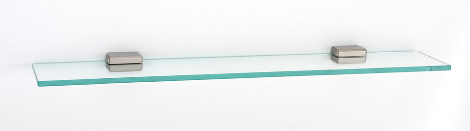 Alno A6550-24-SN: 24" Cube Glass Shelf w/Brackets - Satin Nickel