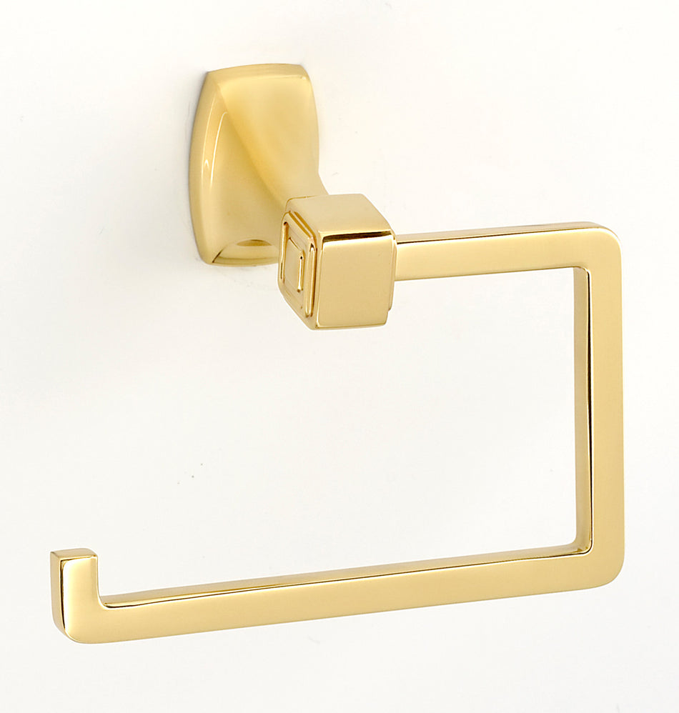 Alno A6566-PB/NL: Cube Single Post Tissue Holder - Unlacquered Brass