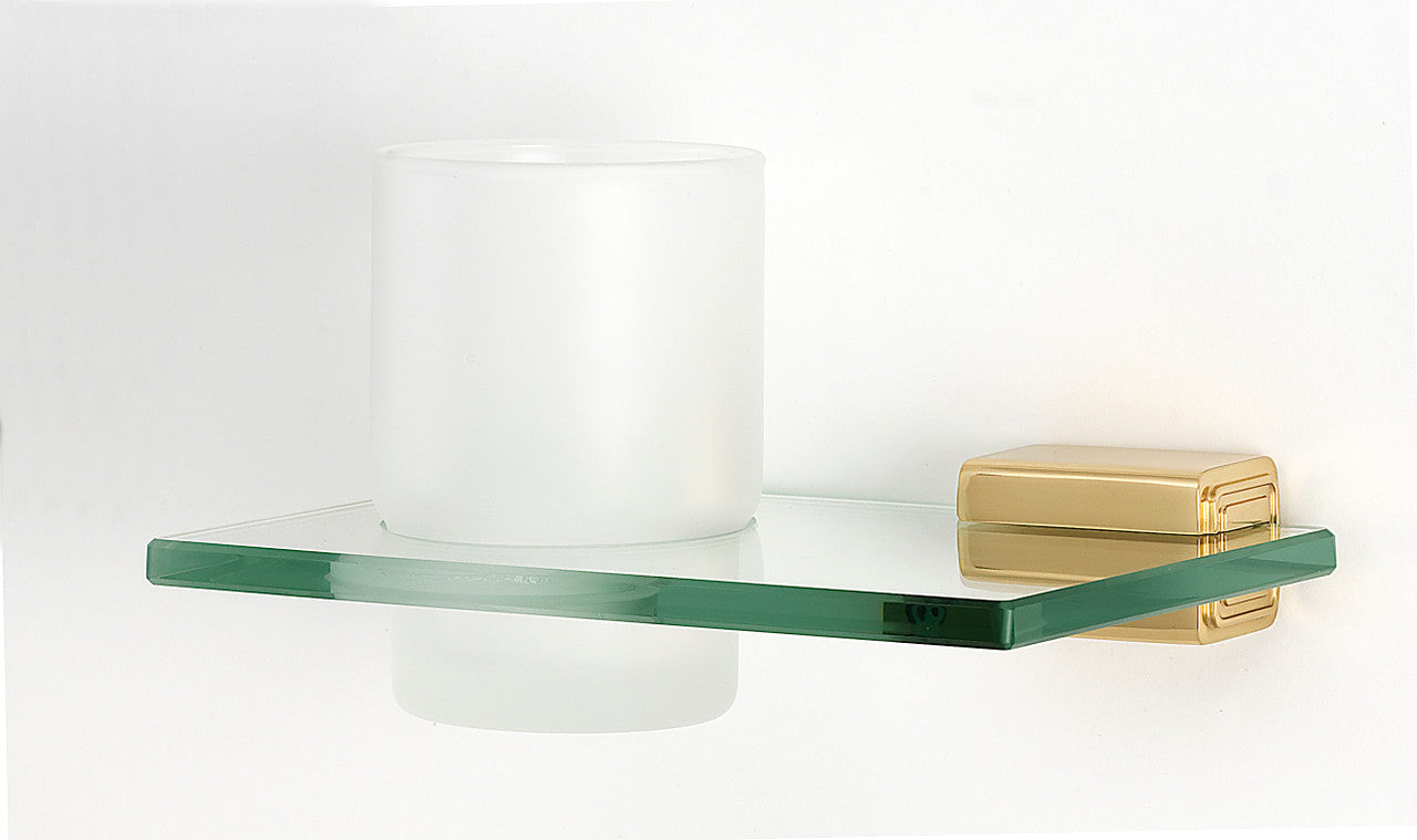 Alno A6570-PB/NL: Cube Tumbler Holder w/Tumbler - Unlacquered Brass