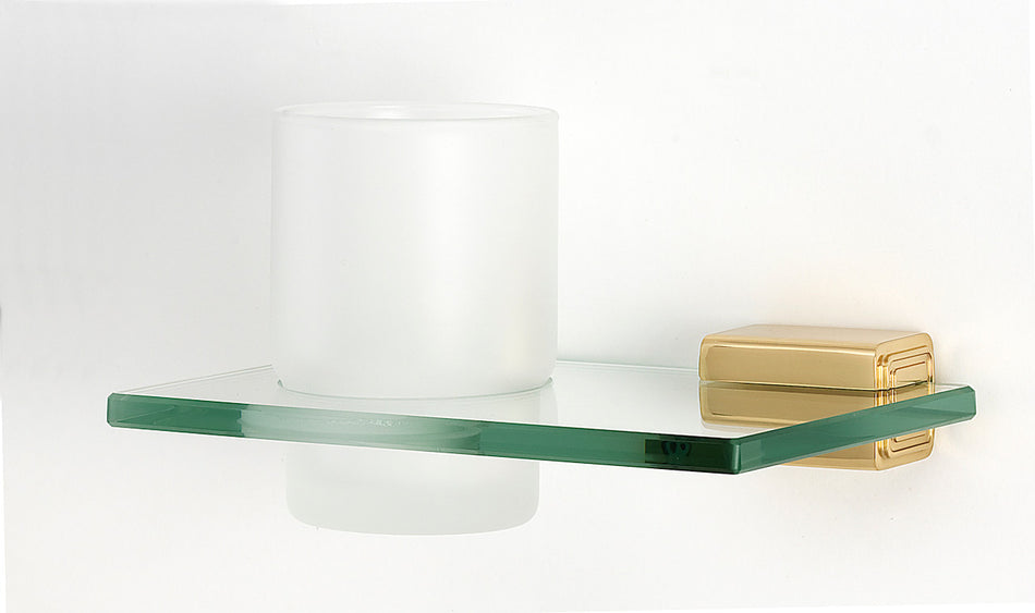 Alno A6570-PB/NL: Cube Tumbler Holder w/Tumbler - Unlacquered Brass