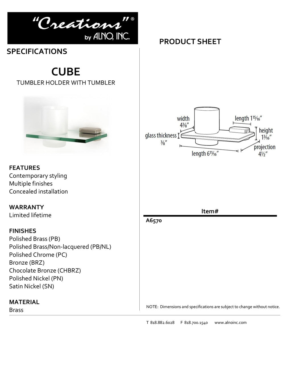 Specificaton Sheet