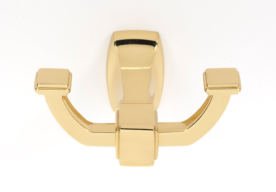 Alno A6584-PB: Cube Double Robe Hook - Polished Brass