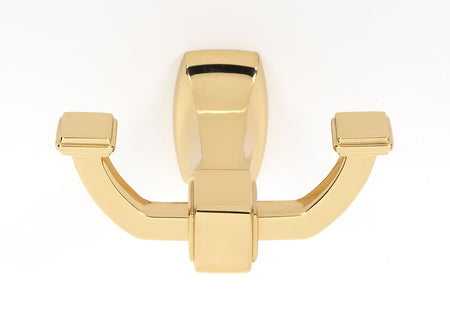 Alno A6584-PB/NL: Cube Double Robe Hook - Unlacquered Brass