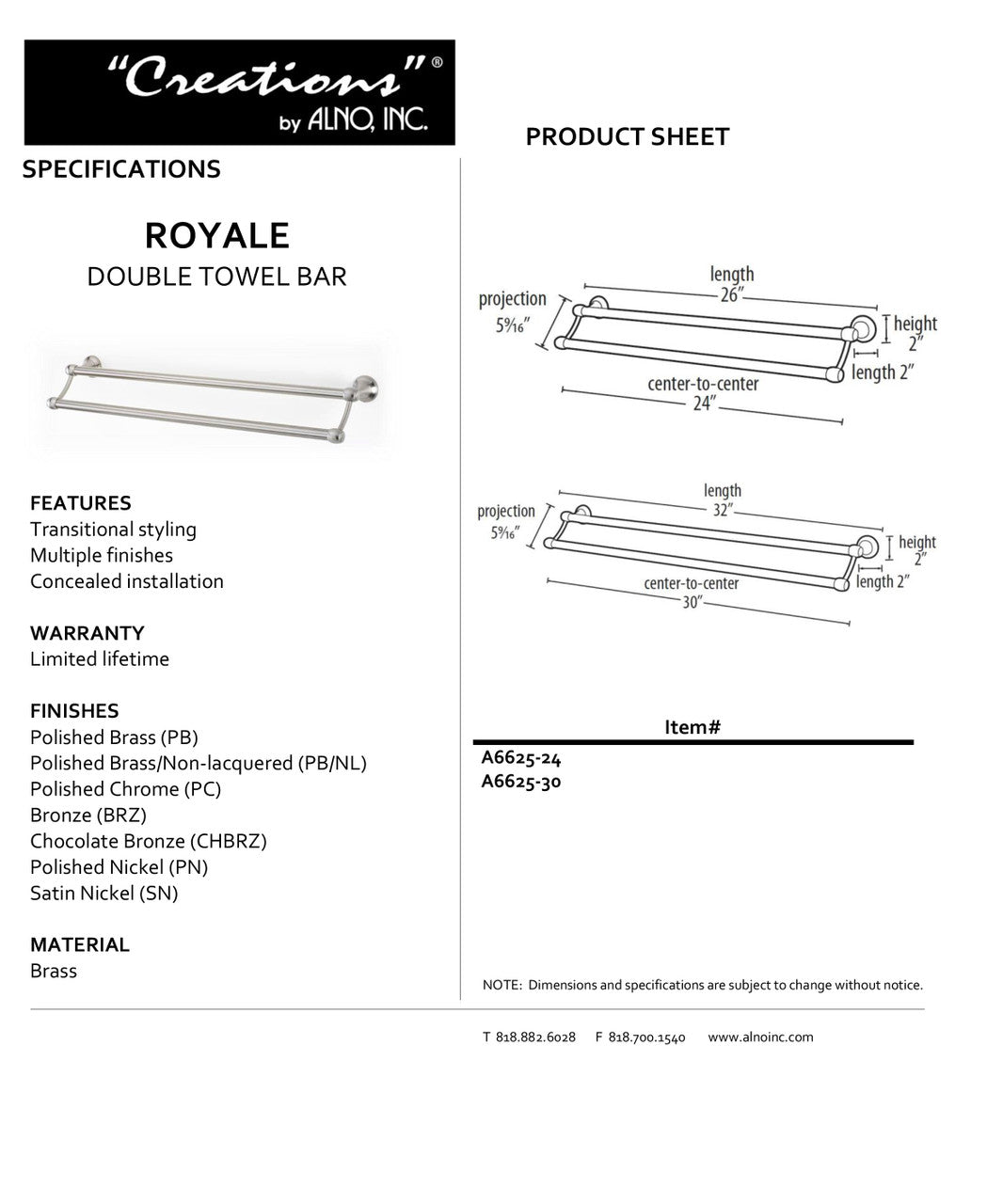 Specificaton Sheet