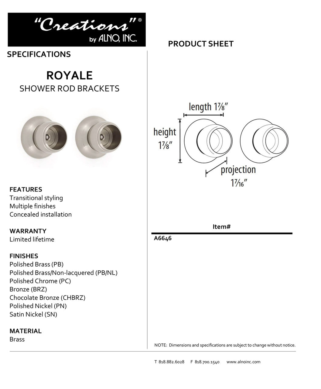 Specificaton Sheet