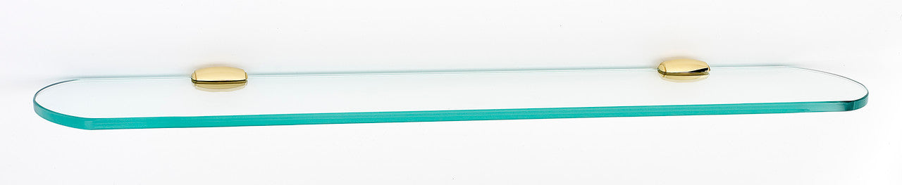 Alno A6650-24-PB/NL: 24" Royale Glass Shelf/Brackets - Unlacquered Brass
