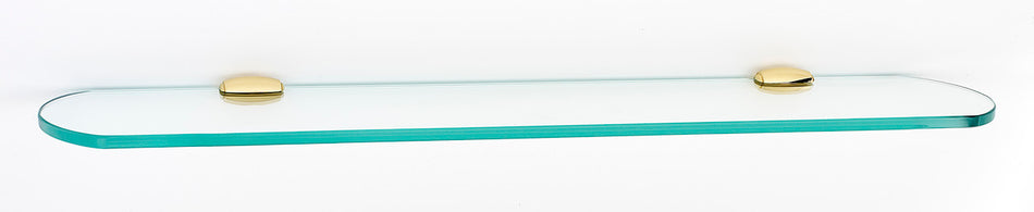 Alno A6650-24-PB/NL: 24" Royale Glass Shelf/Brackets - Unlacquered Brass
