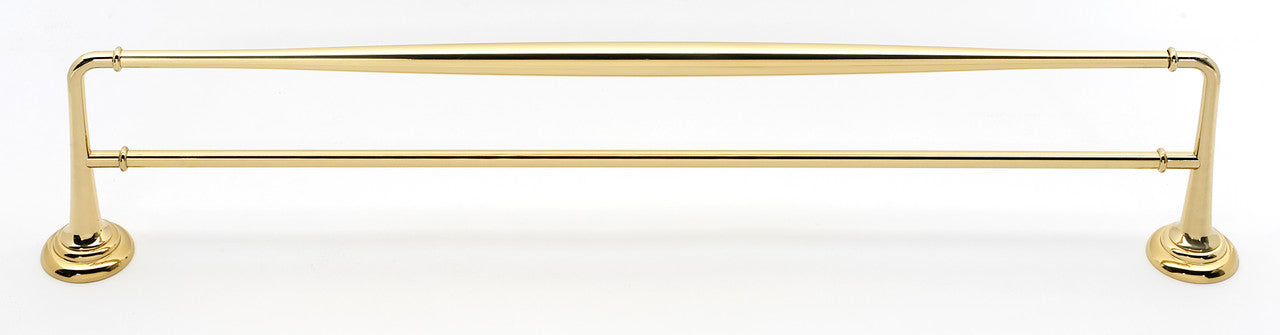 Alno A6725-24-PB/NL: 24" cc Charlie's Collection Double Towel Bar - Unlacquered Brass