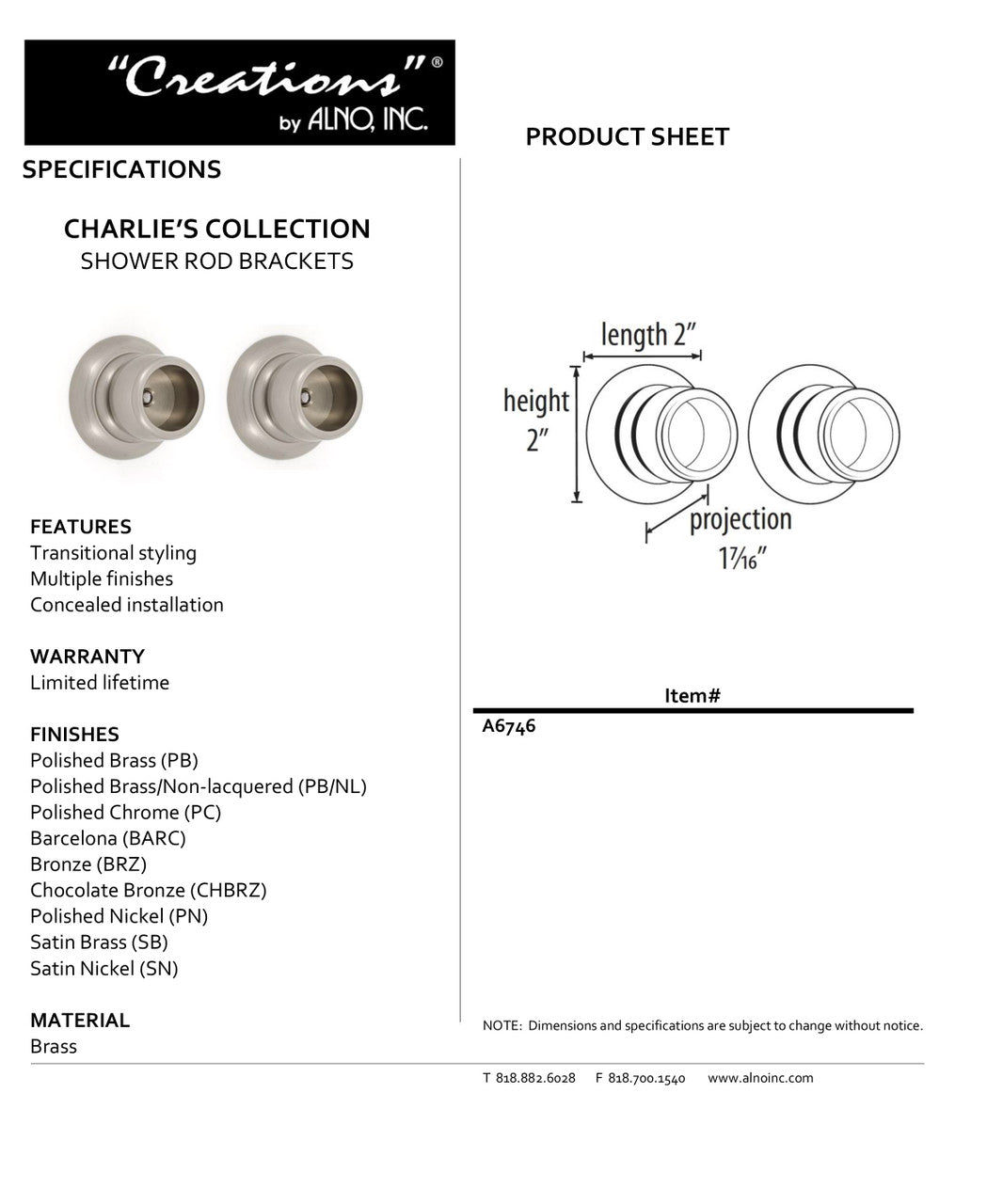 Specificaton Sheet