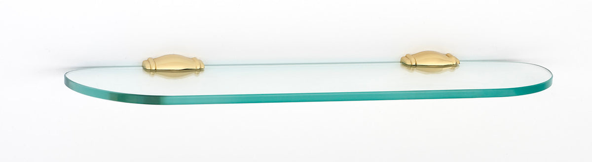 Alno A6750-18-PB: 18" Charlie's Collection Glass Shelf w/Brackets - Polished Brass