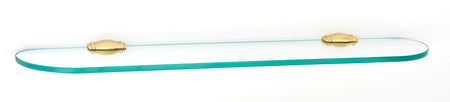 Alno A6750-24-PB/NL: 24" Charlie's Collection Glass Shelf/Brackets - Unlacquered Brass