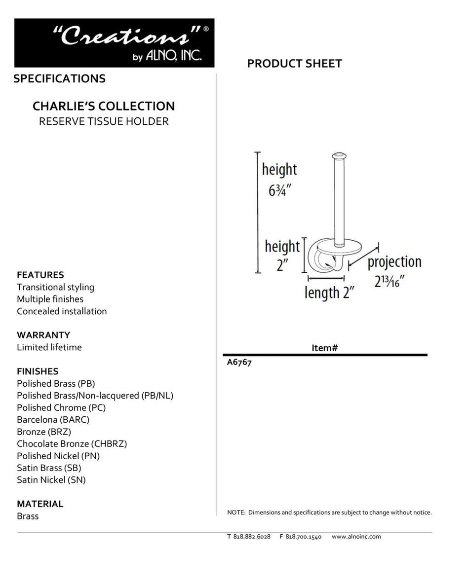 Specificaton Sheet