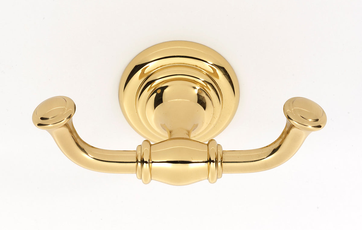 Alno A6784-PB: Charlie's Collection Double Robe Hook - Polished Brass
