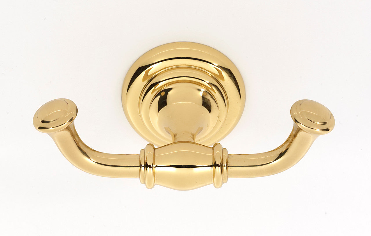 Alno A6784-PB: Charlie's Collection Double Robe Hook - Polished Brass