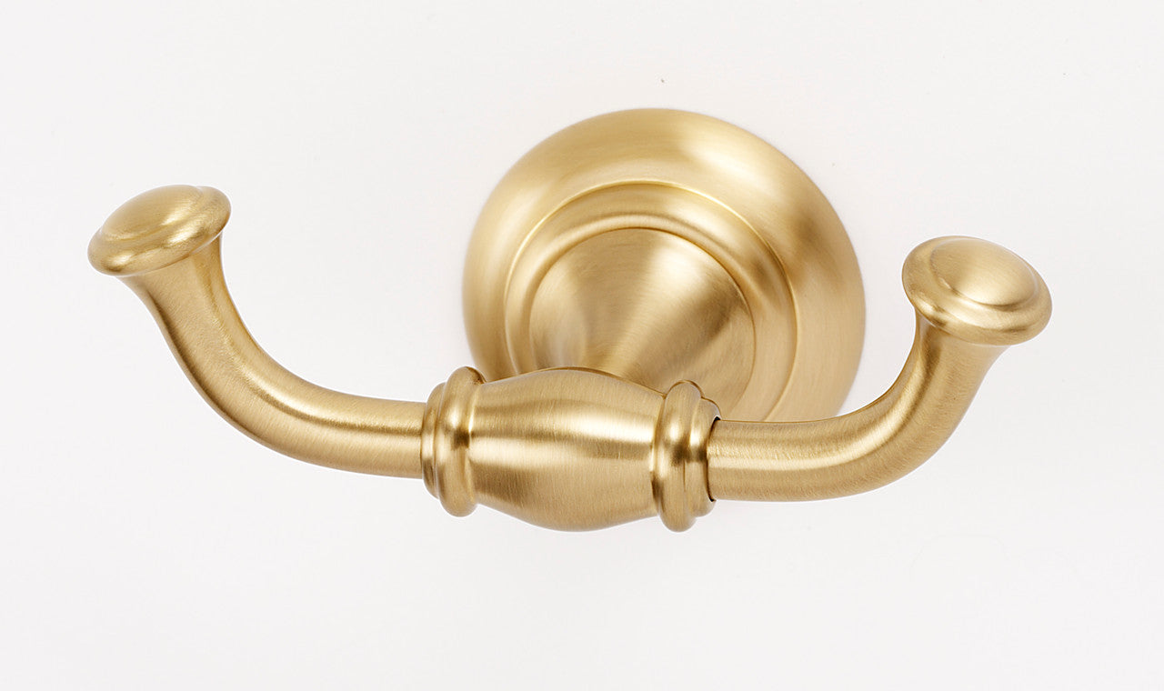 Alno A6784-SB: Charlie's Collection Double Robe Hook - Satin Brass