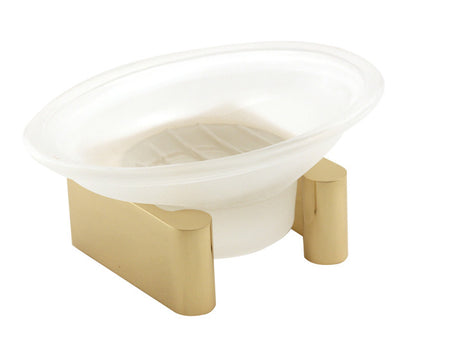 Alno A6835-PB/NL: Luna Countertop Soap Holder w/Dish - Unlacquered Brass