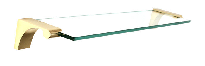 Alno A6850-18-PB/NL: 18" Luna Glass Shelf w/Brackets - Unlacquered Brass