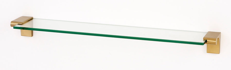 Alno A6850-18-SB: 18" Luna 18" Glass Shelf w/Brackets - Satin Brass
