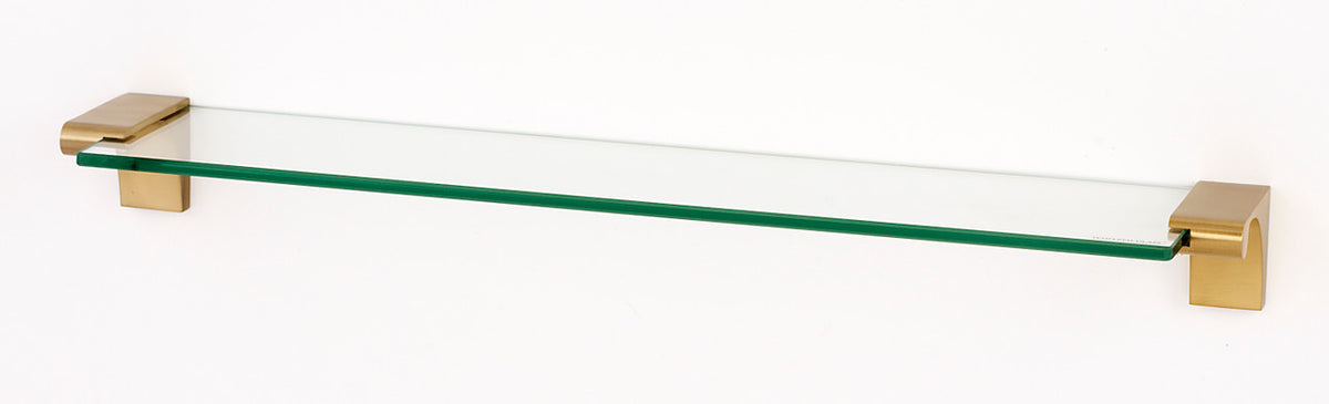 Alno A6850-24-SB: 24" Luna 24" Glass Shelf w/Brackets - Satin Brass