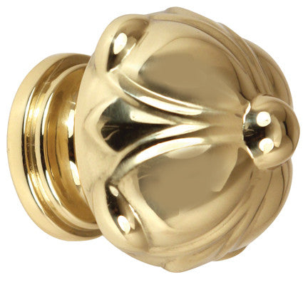 Alno A6929-14-PB/NL: 1-1/4" Ornate Cabinet Knob - Unlacquered Brass