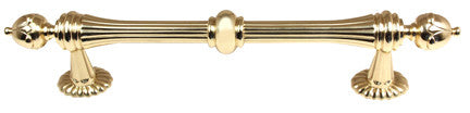 Alno A6929-6-PB/NL: 6" cc Ornate Cabinet Pull - Unlacquered Brass