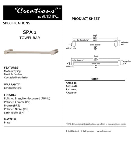 Specificaton Sheet