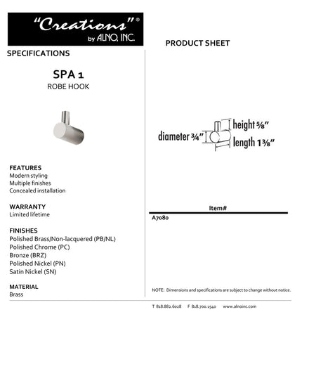 Specificaton Sheet