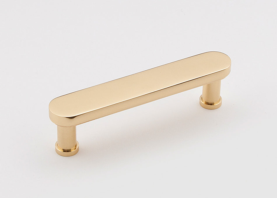 Alno A717-35-PB/NL: 3-1/2" cc Moderne Cabinet Pull - Unlacquered Brass
