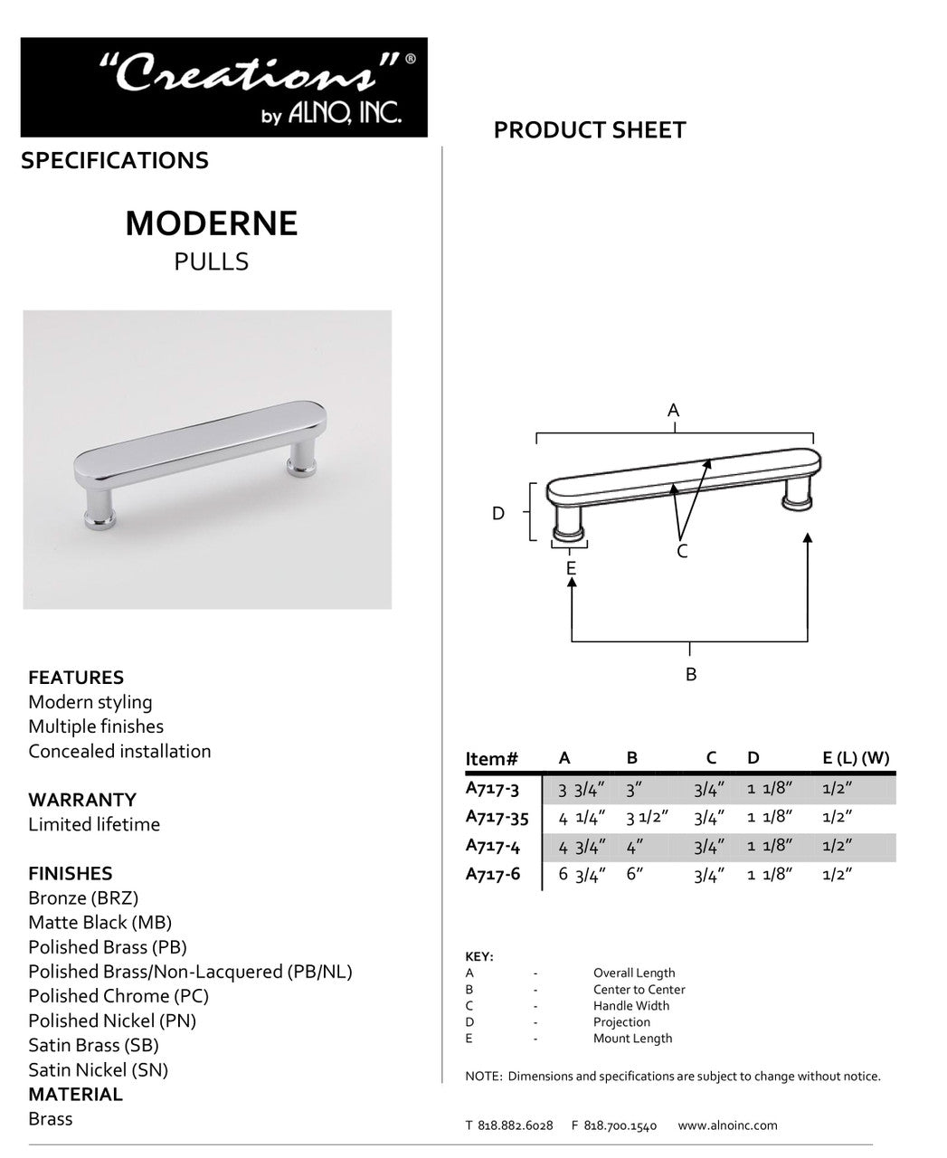 Specificaton Sheet