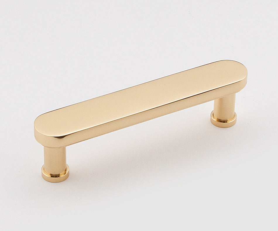 Alno A717-4-PB/NL: 4" cc Moderne Cabinet Pull - Unlacquered Brass