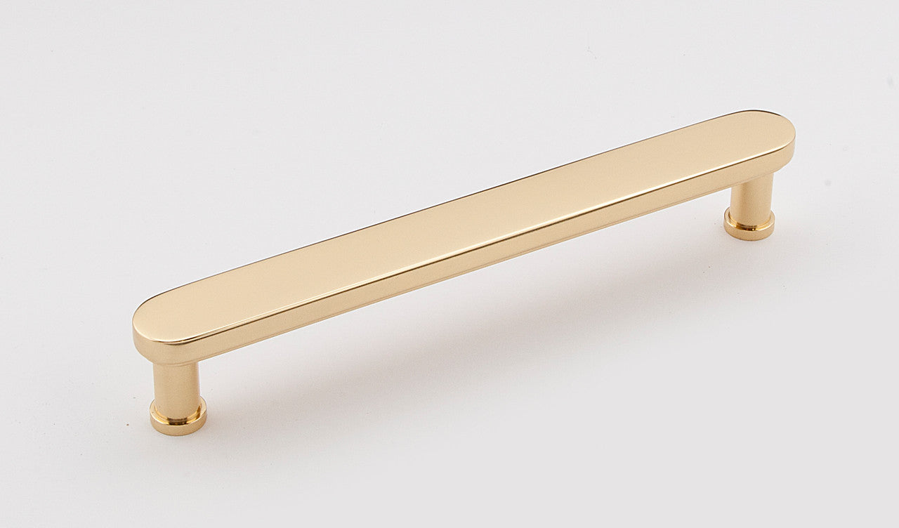 Alno A717-6-PB/NL: 6" cc Moderne Cabinet Pull - Unlacquered Brass