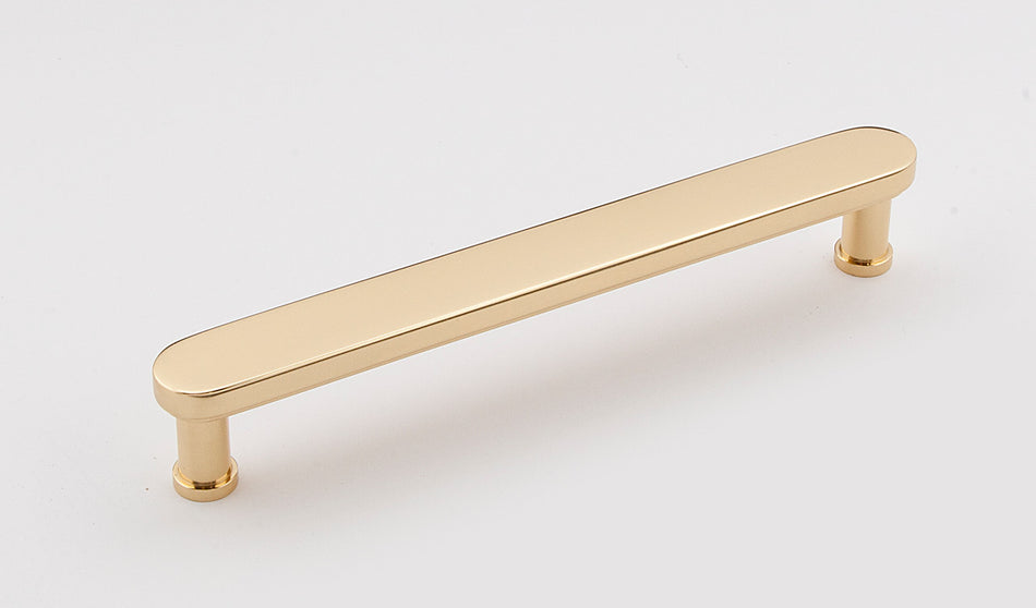Alno A717-6-PB/NL: 6" cc Moderne Cabinet Pull - Unlacquered Brass