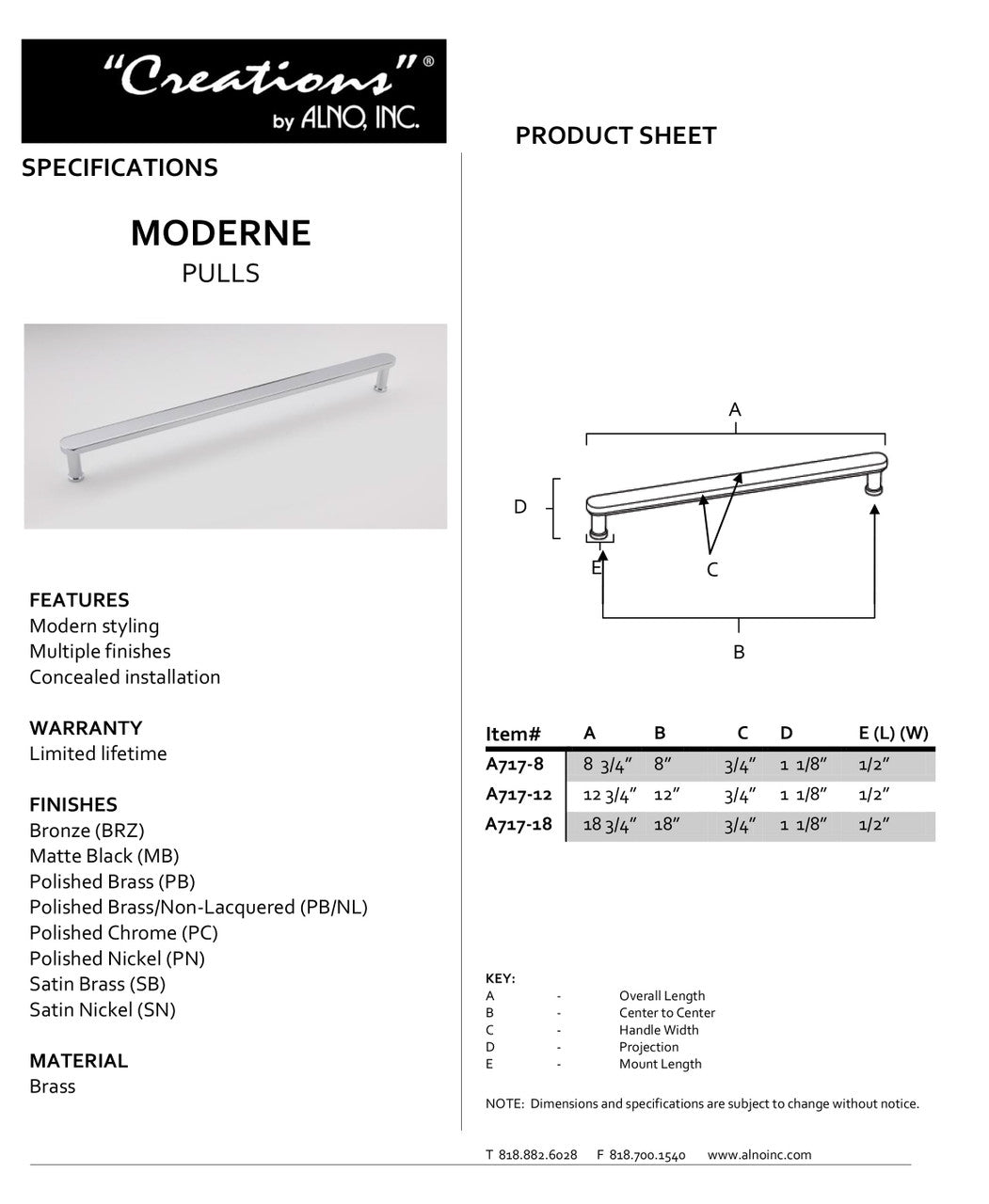 Specificaton Sheet