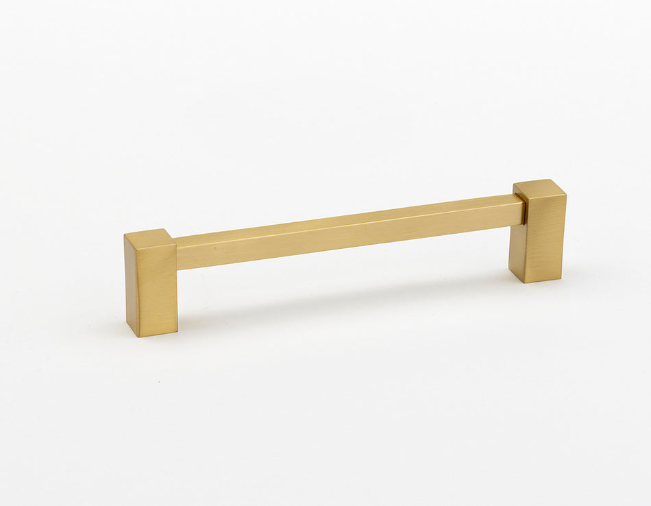 Alno A718-6-SB: 6" cc Contemporary II Cabinet Pull - Satin Brass