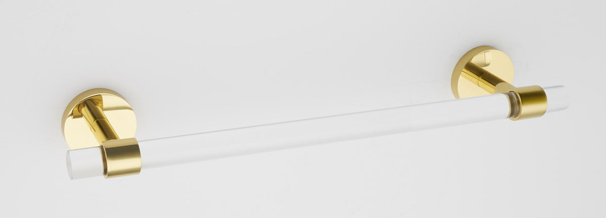 Alno A7220-18-PB: 18" cc Acrylic Contemporary Towel Bar - Polished Brass
