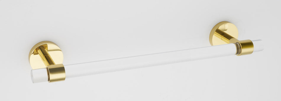 Alno A7220-18-PB: 18" cc Acrylic Contemporary Towel Bar - Polished Brass