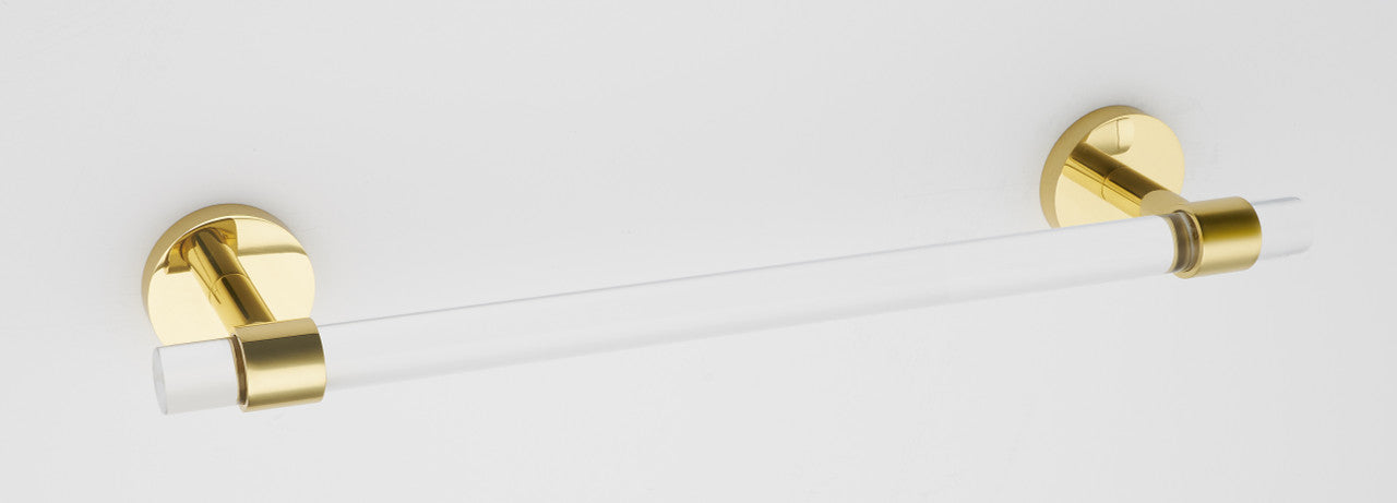 Alno A7220-18-PB/NL: 18" cc Acrylic Contemporary Towel Bar - Unlacquered Brass