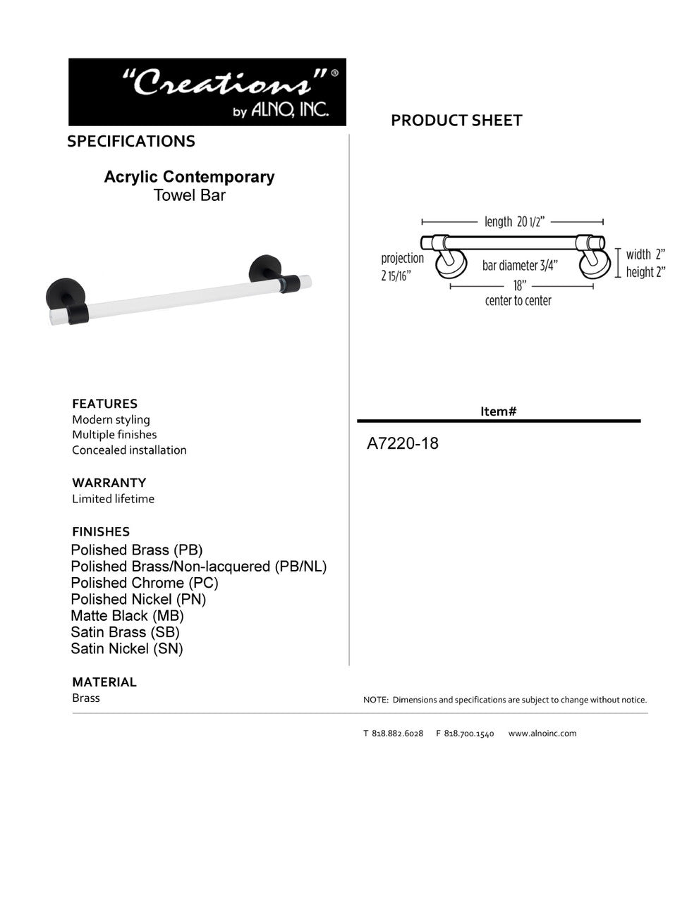 Specificaton Sheet