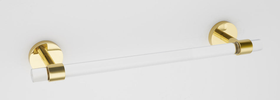 Alno A7220-24-PB/NL: 24" cc Acrylic Contemporary Towel Bar - Unlacquered Brass