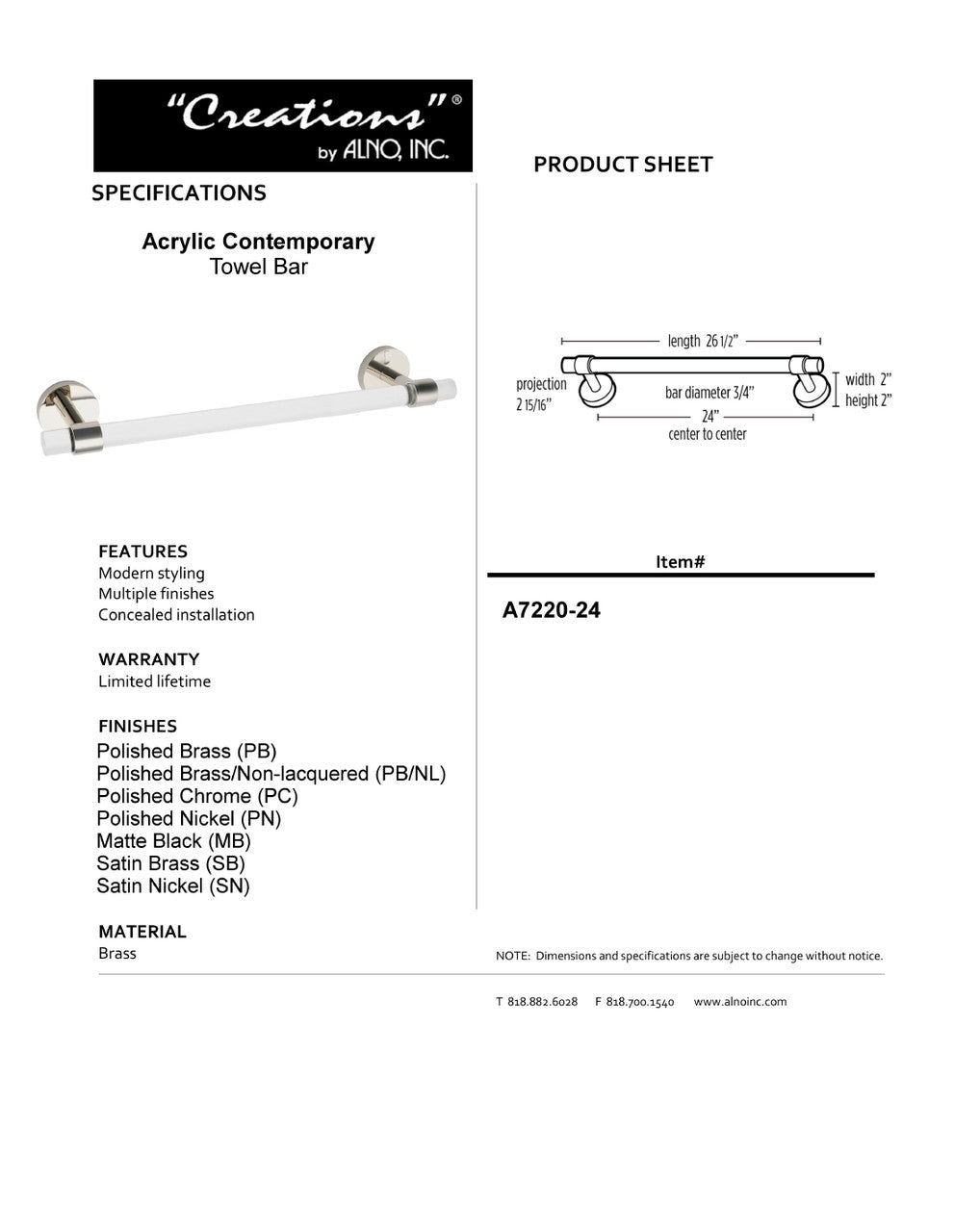 Specificaton Sheet