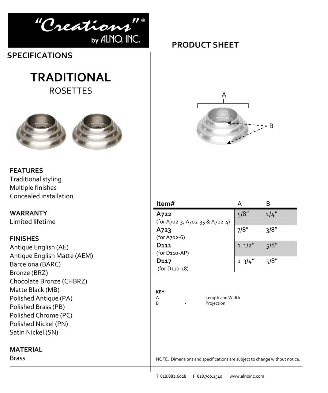 Specificaton Sheet