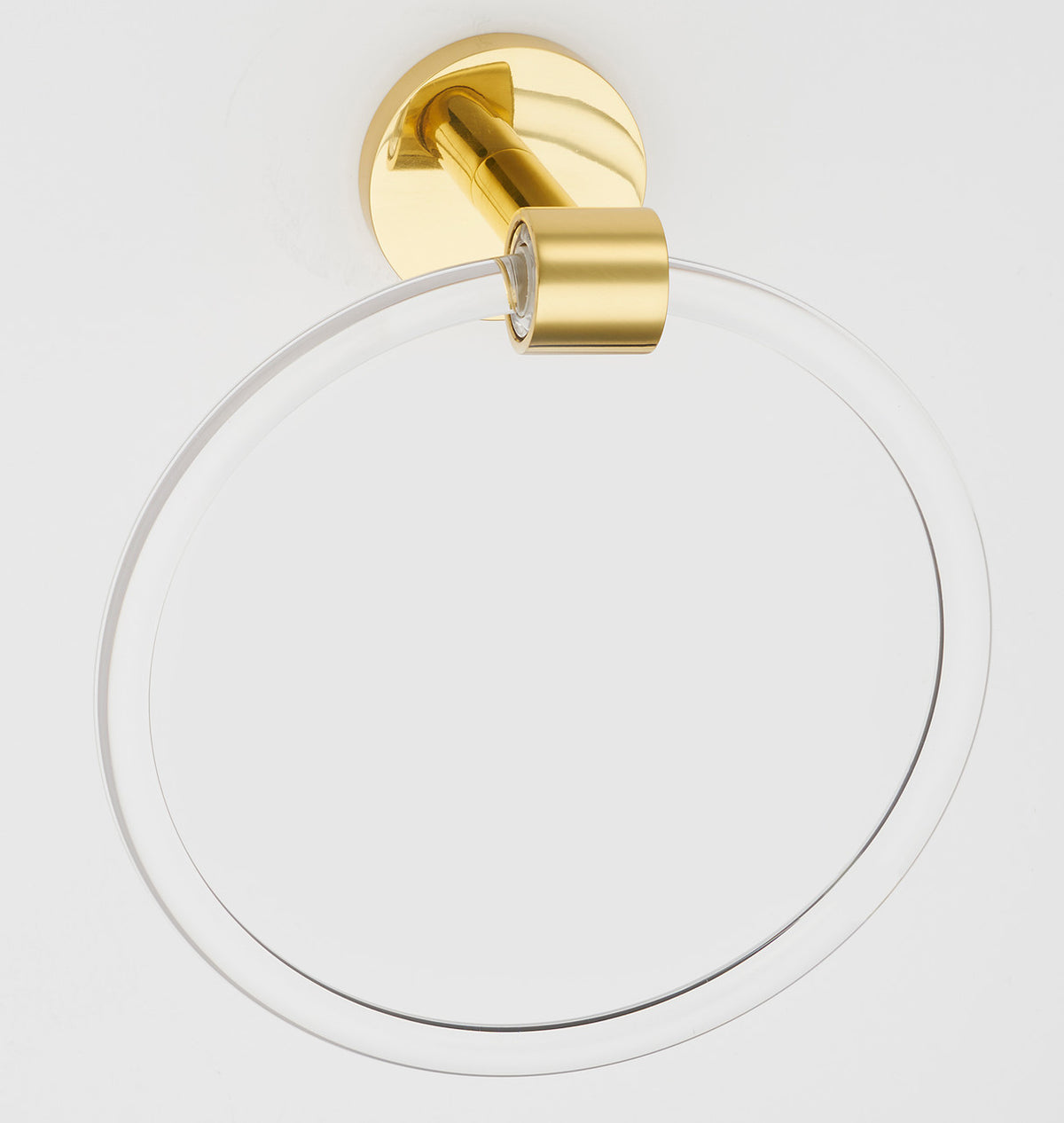 Alno A7240-PB/NL: 6" Acrylic Contemporary Towel Ring - Unlacquered Brass