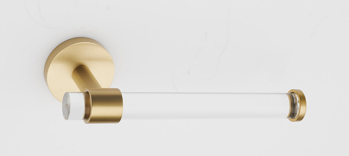Alno A7266-SB: Acrylic Contemporary Single Post Tissue Holder - Satin Brass