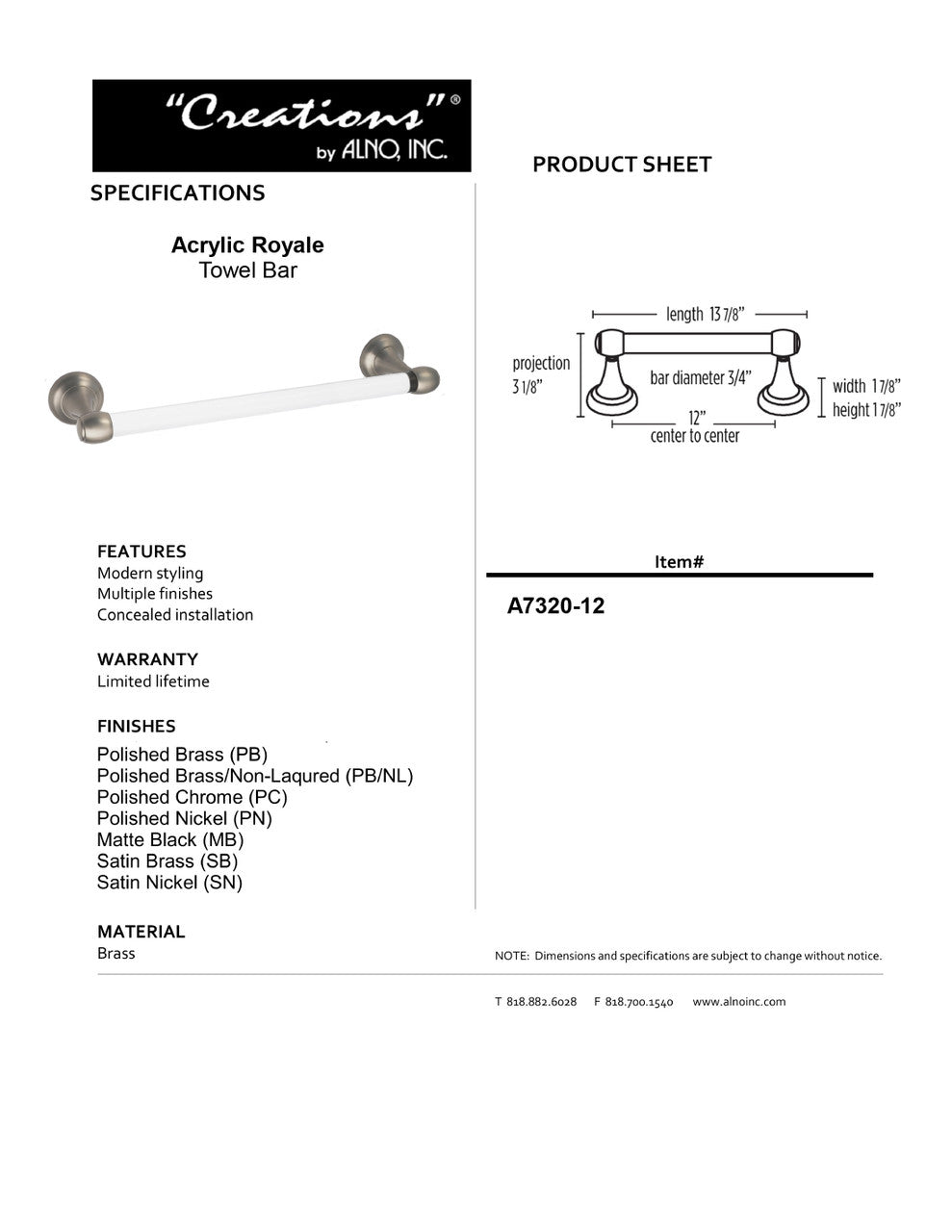Specificaton Sheet