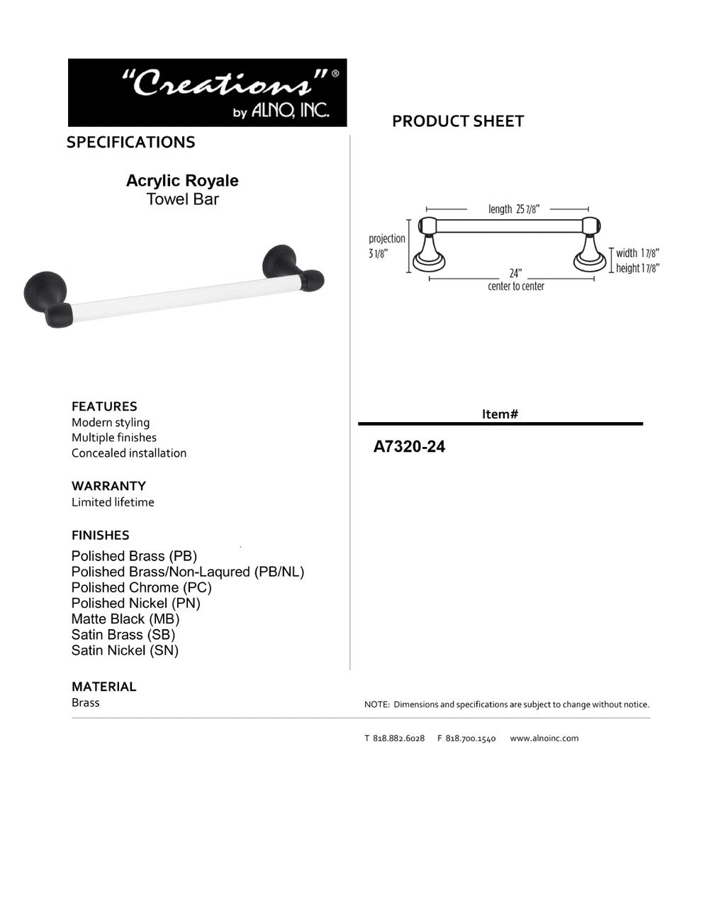 Specificaton Sheet