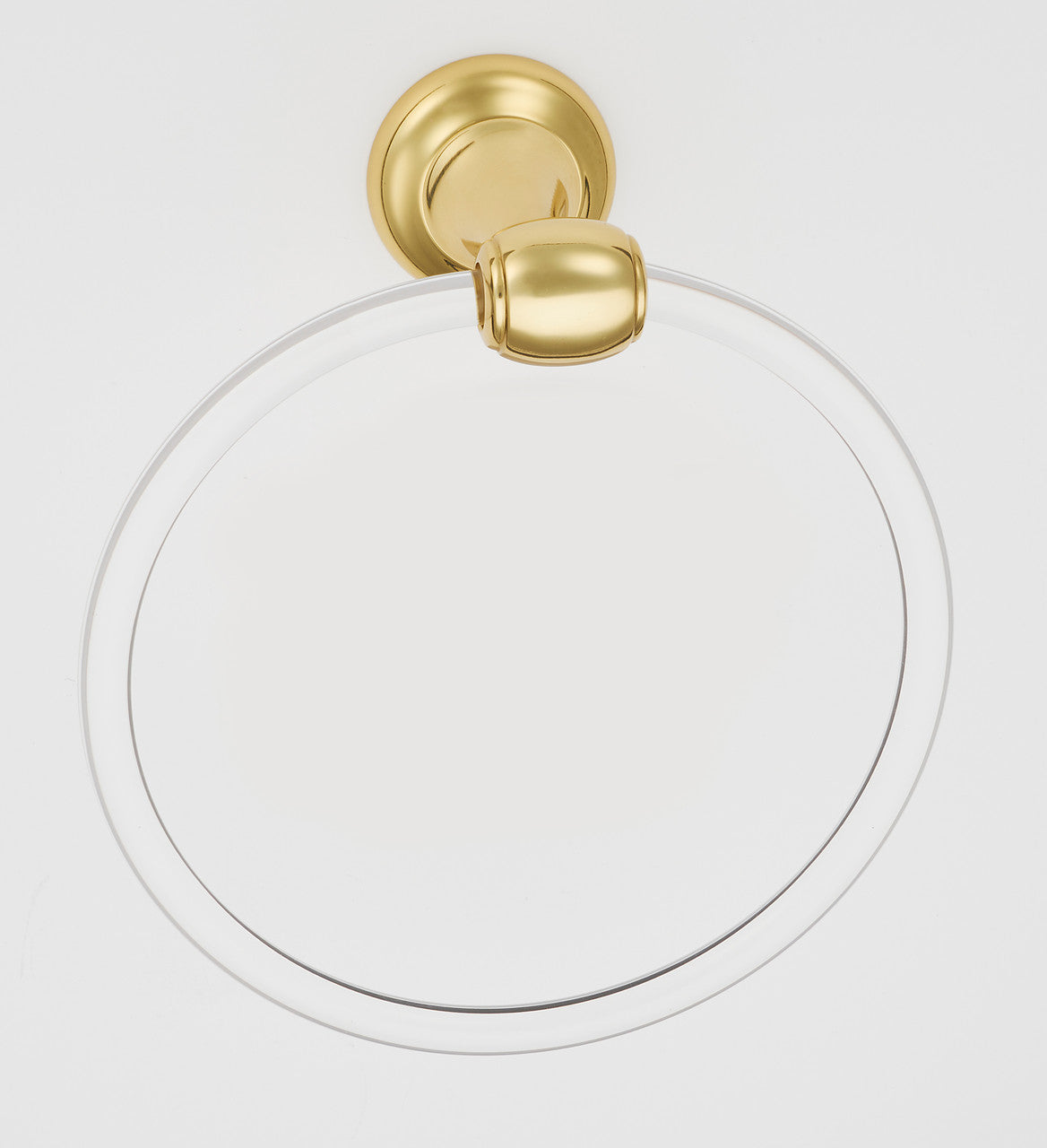 Alno A7340-PB/NL: 6" Acrylic Royale Towel Ring - Unlacquered Brass